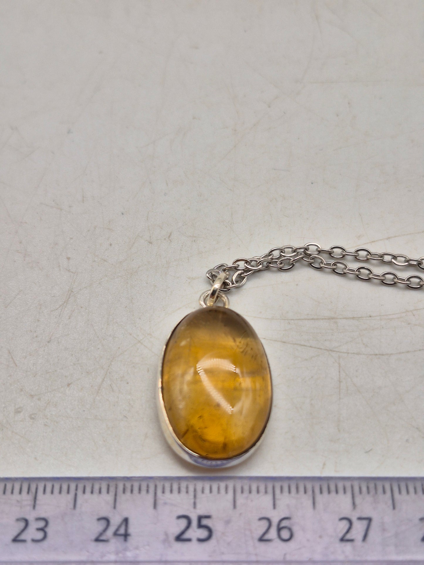 Real Natural Citrine Necklace Silver Bezel 925 Pendant