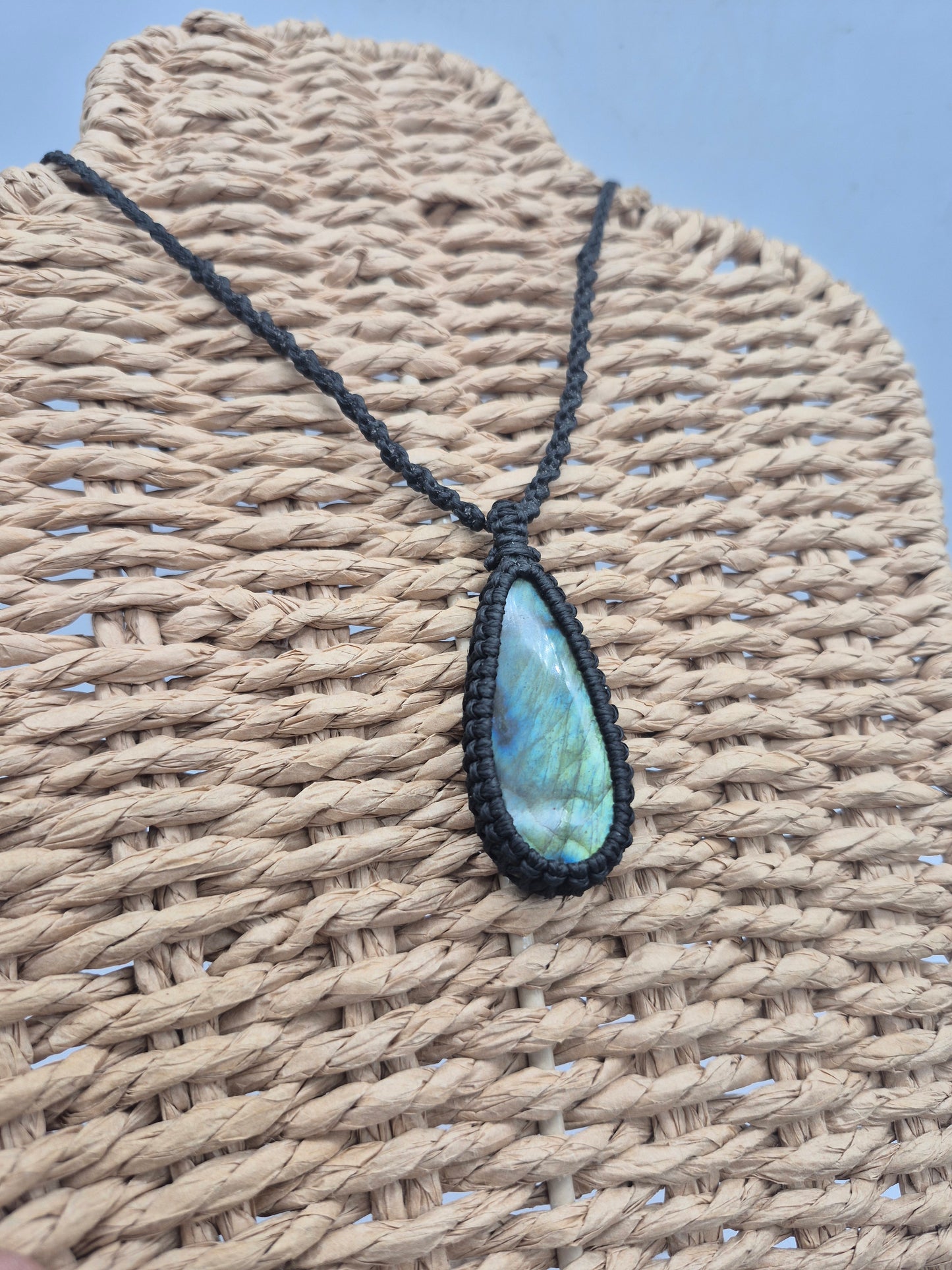 Labradorite Macrame Pendant Necklace Cabochon