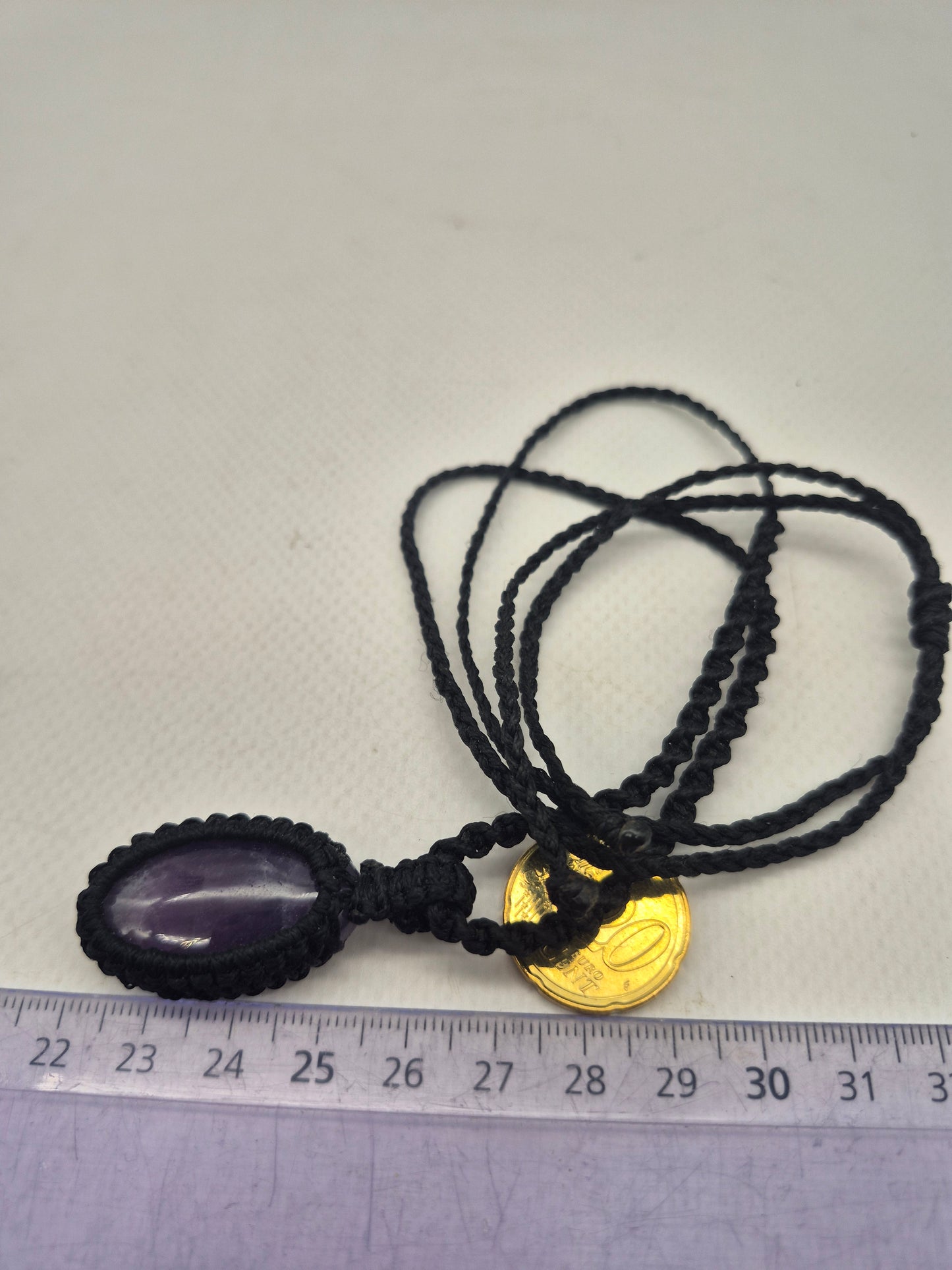 Amethyst Oval Crystal Macrame Necklace