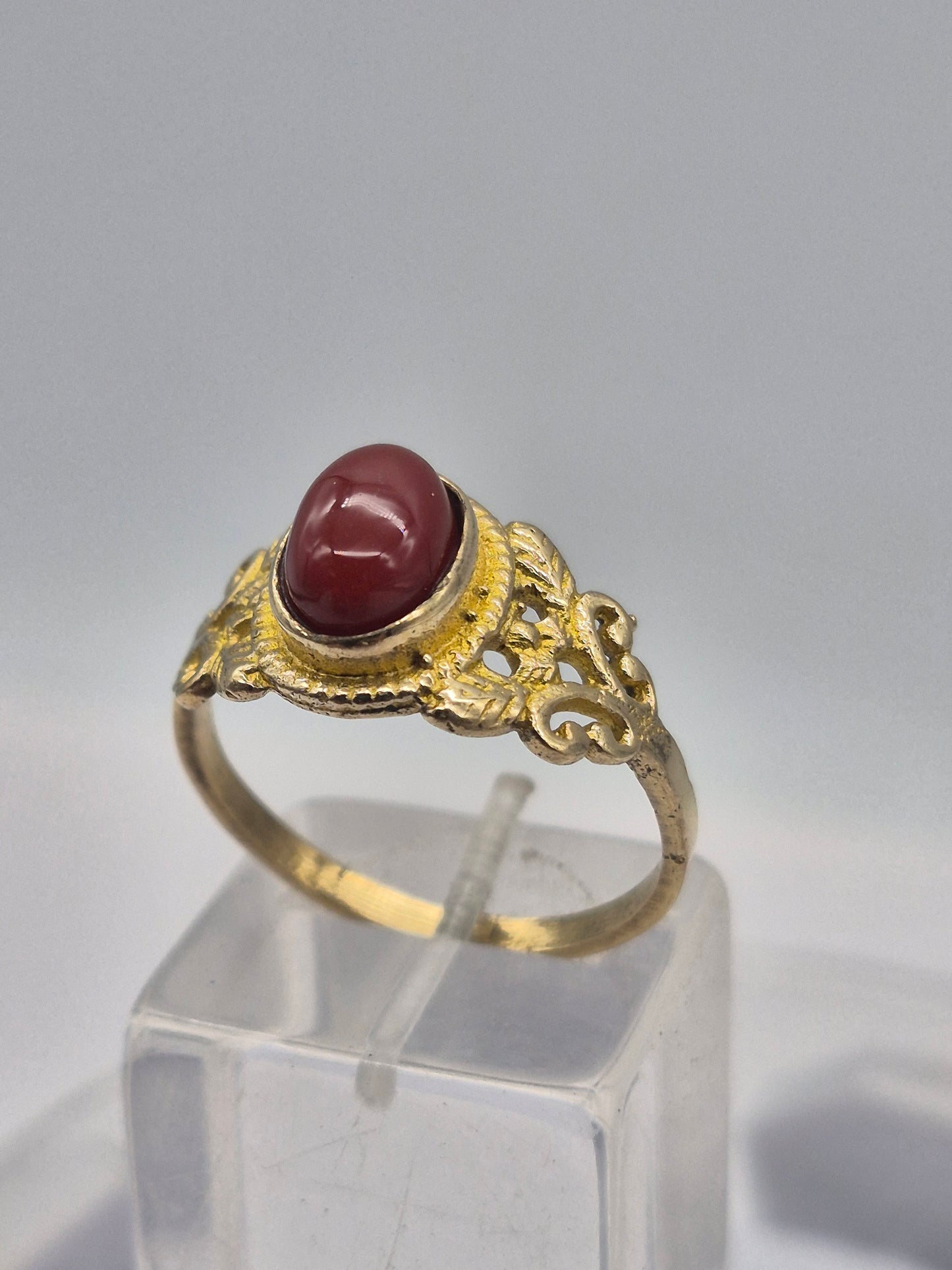 Carnelian Brass Adjustable Ring for Women