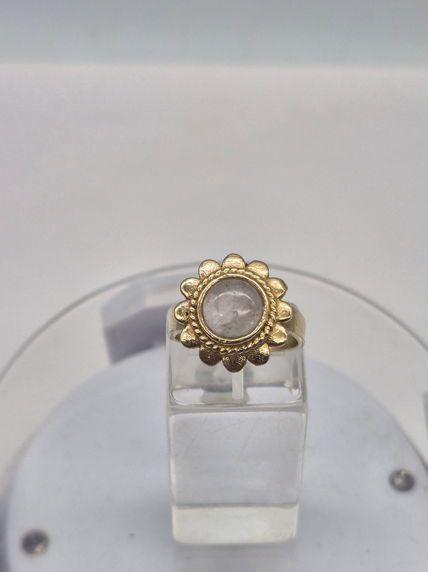 Rose Quartz Ring – Adjustable Brass Gemstone Ring for Women