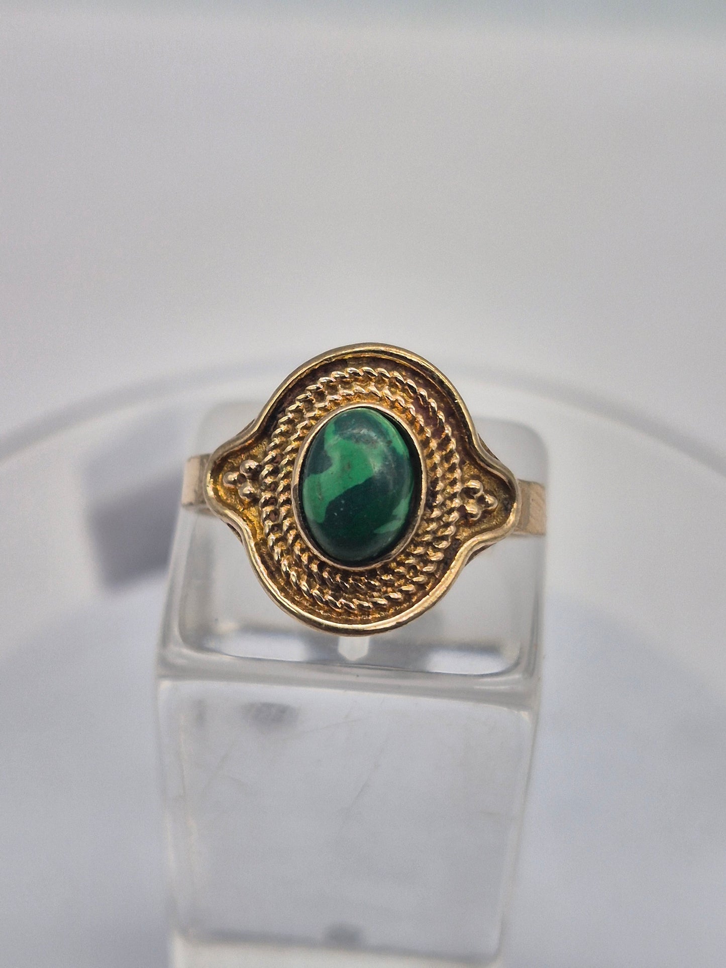 Malachite Brass Adjustable Ring Healing Crystal