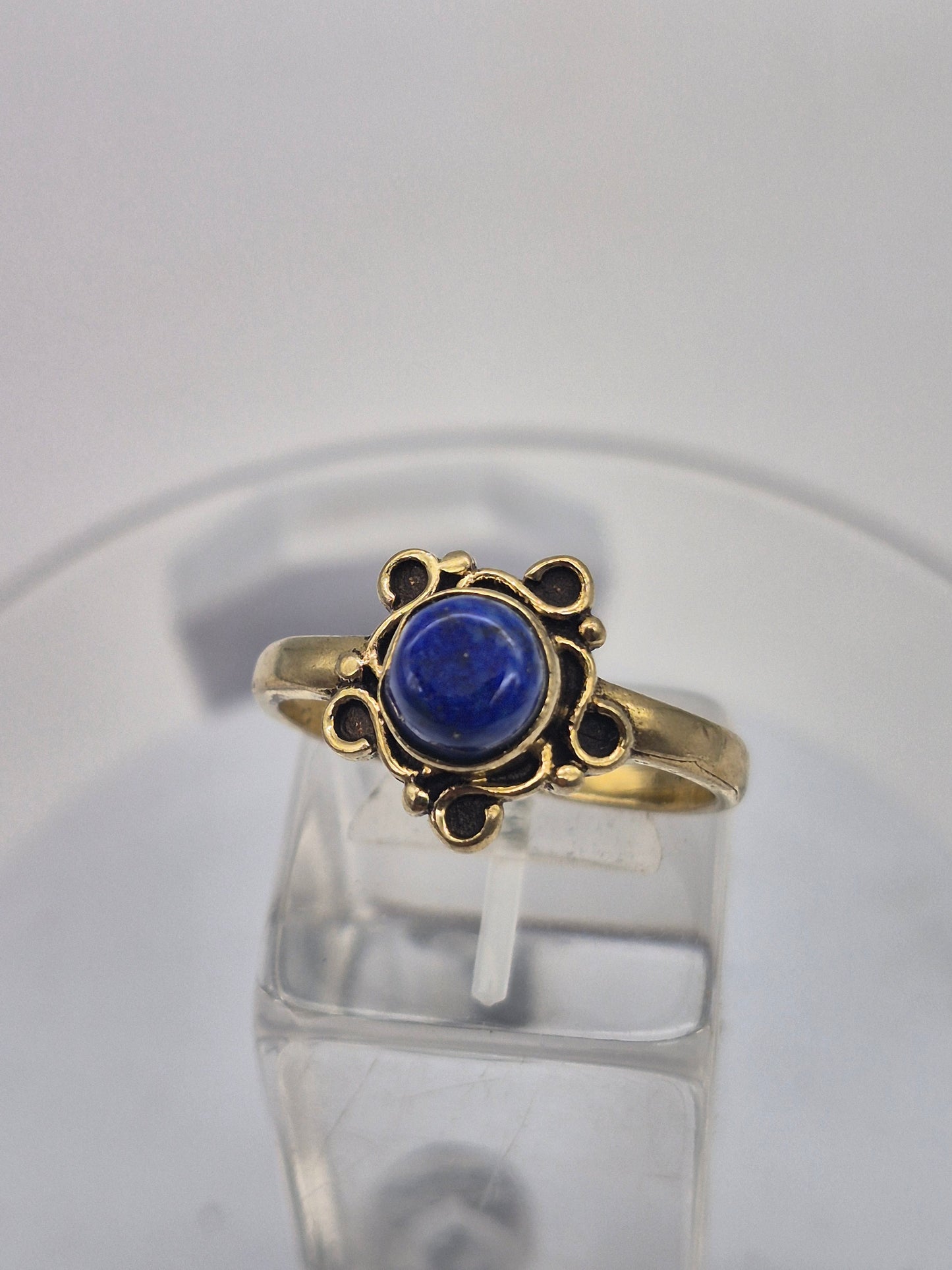 Lapis Lazuli Brass Adjustable Ring – Handmade Gemstone Jewelry for Women