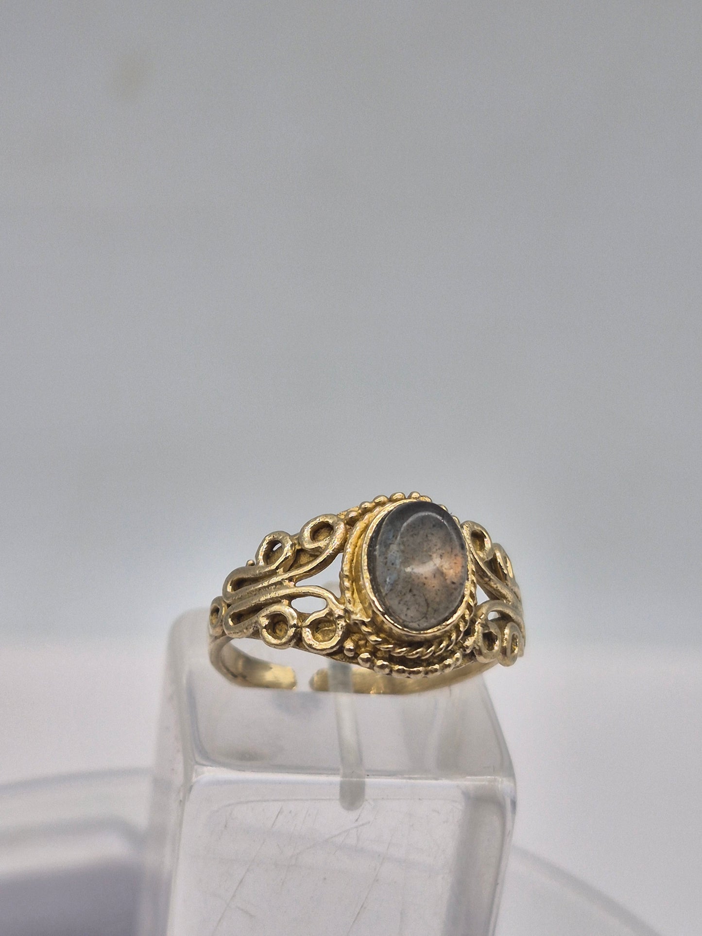 Labradorite Crystal Brass Adjustable Ring