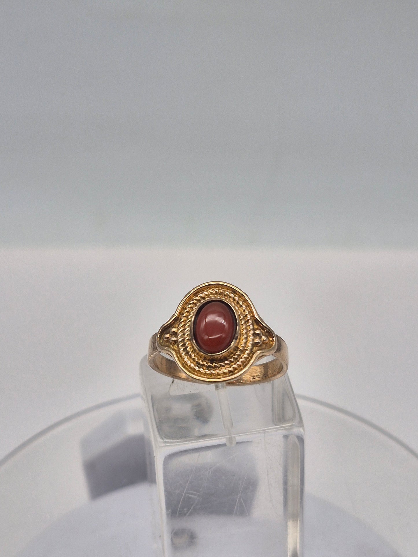 Carnelian Brass Adjustable Ring for Women