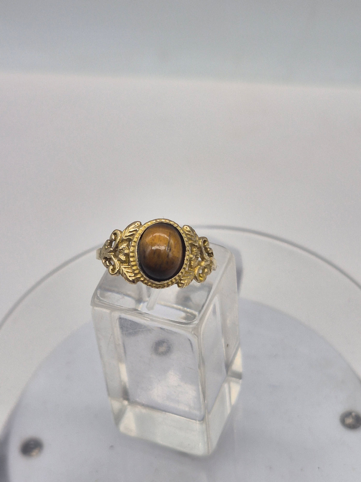 Tiger's Eye Crystal Brass Ring