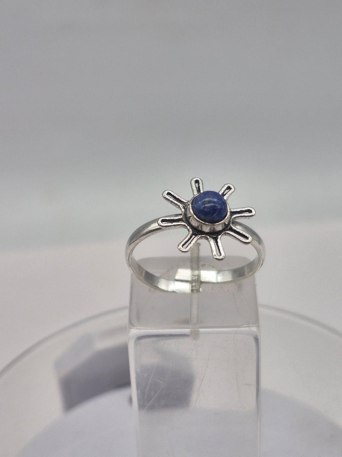 Lapis Lazuli Crystal Silver Plated Adjustable Ring