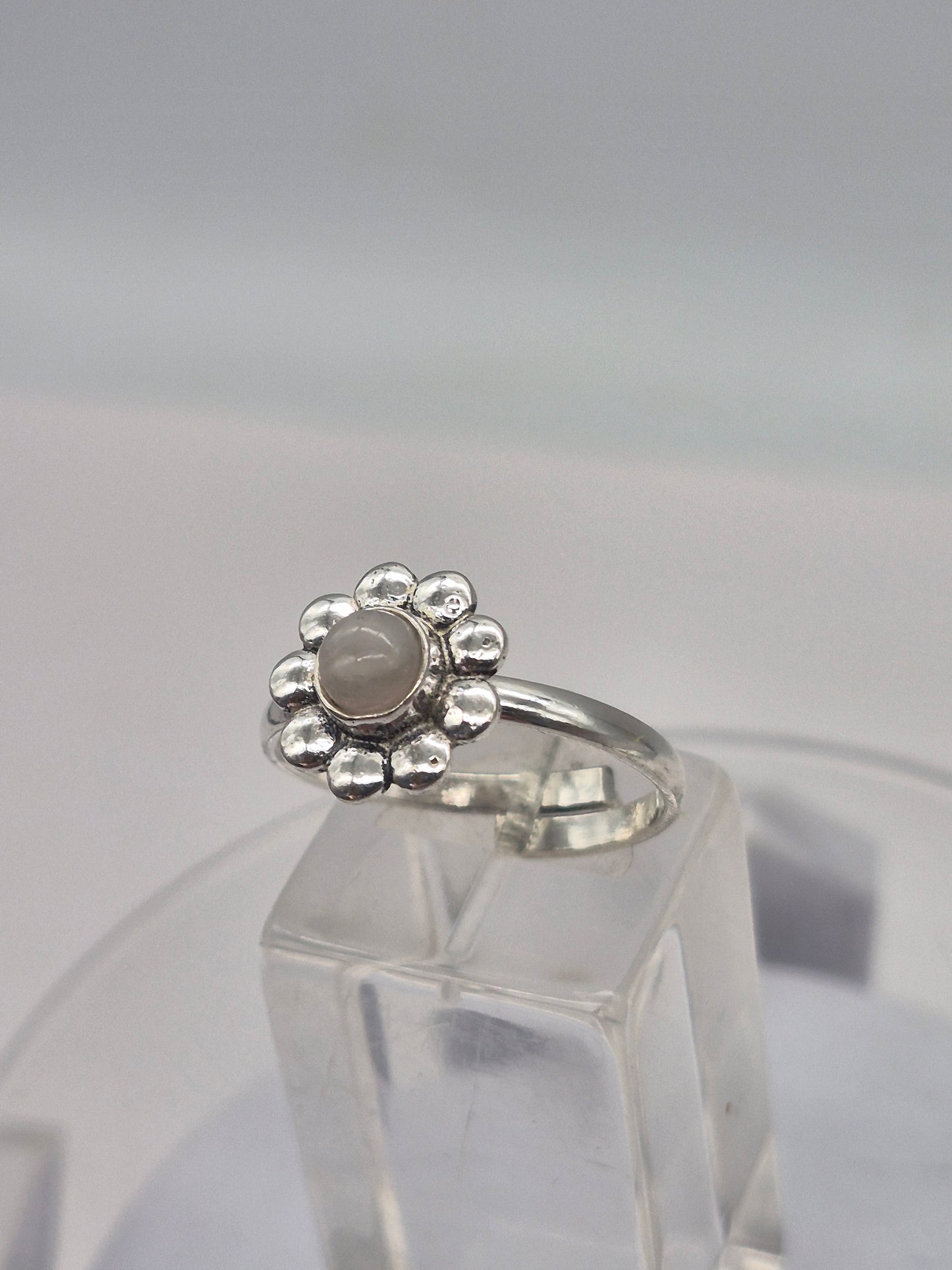 Moonston Crystal Silver Plated Adjustable Ring