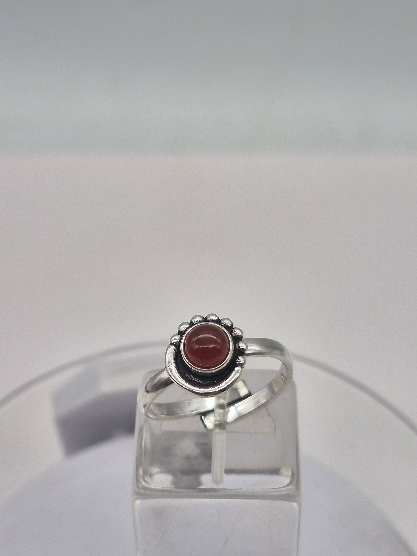 Carnelian Crystal Silver Plated Adjustable Ring