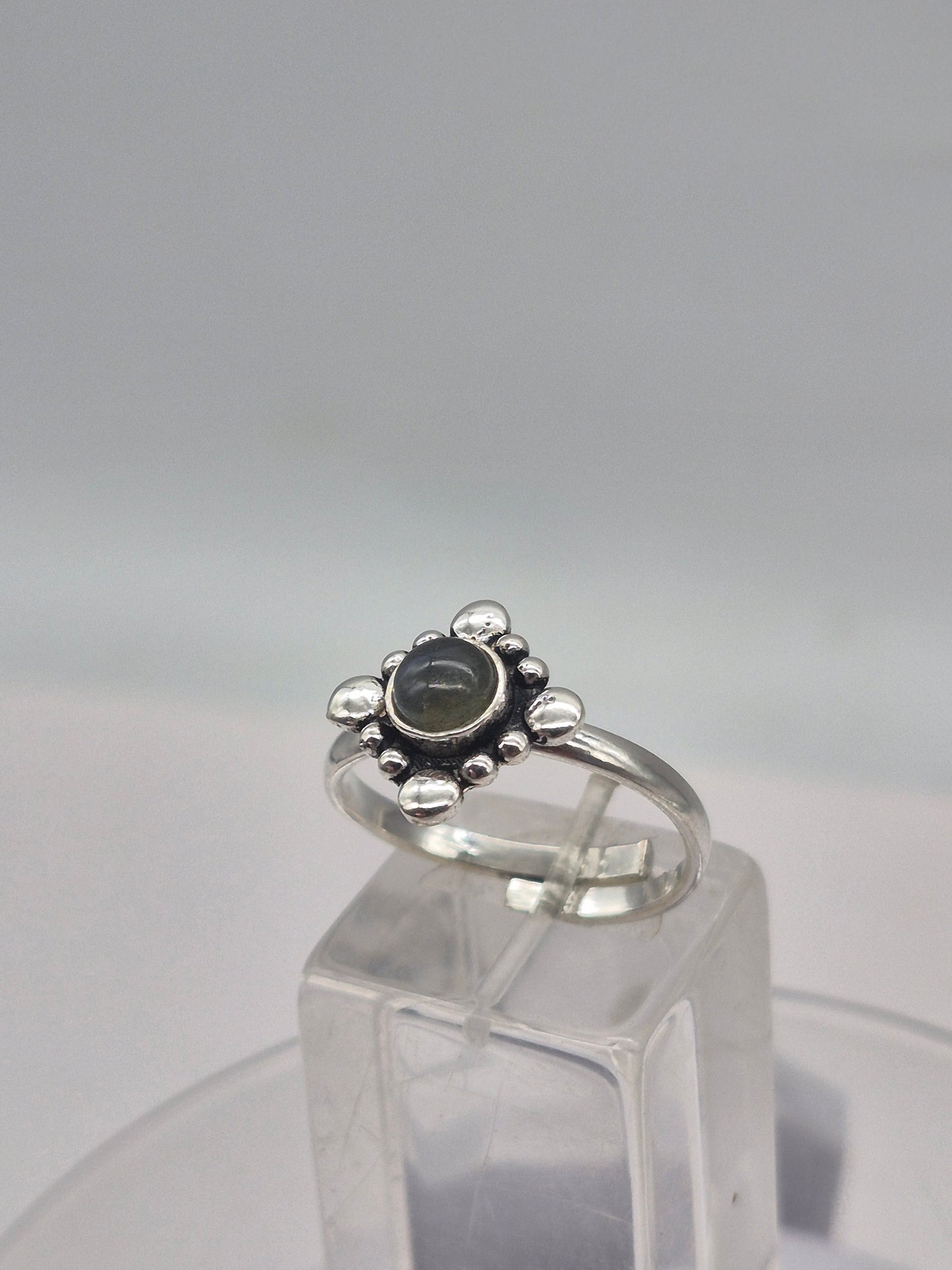 Labradorite Crystal Silver Plated Adjustable Ring