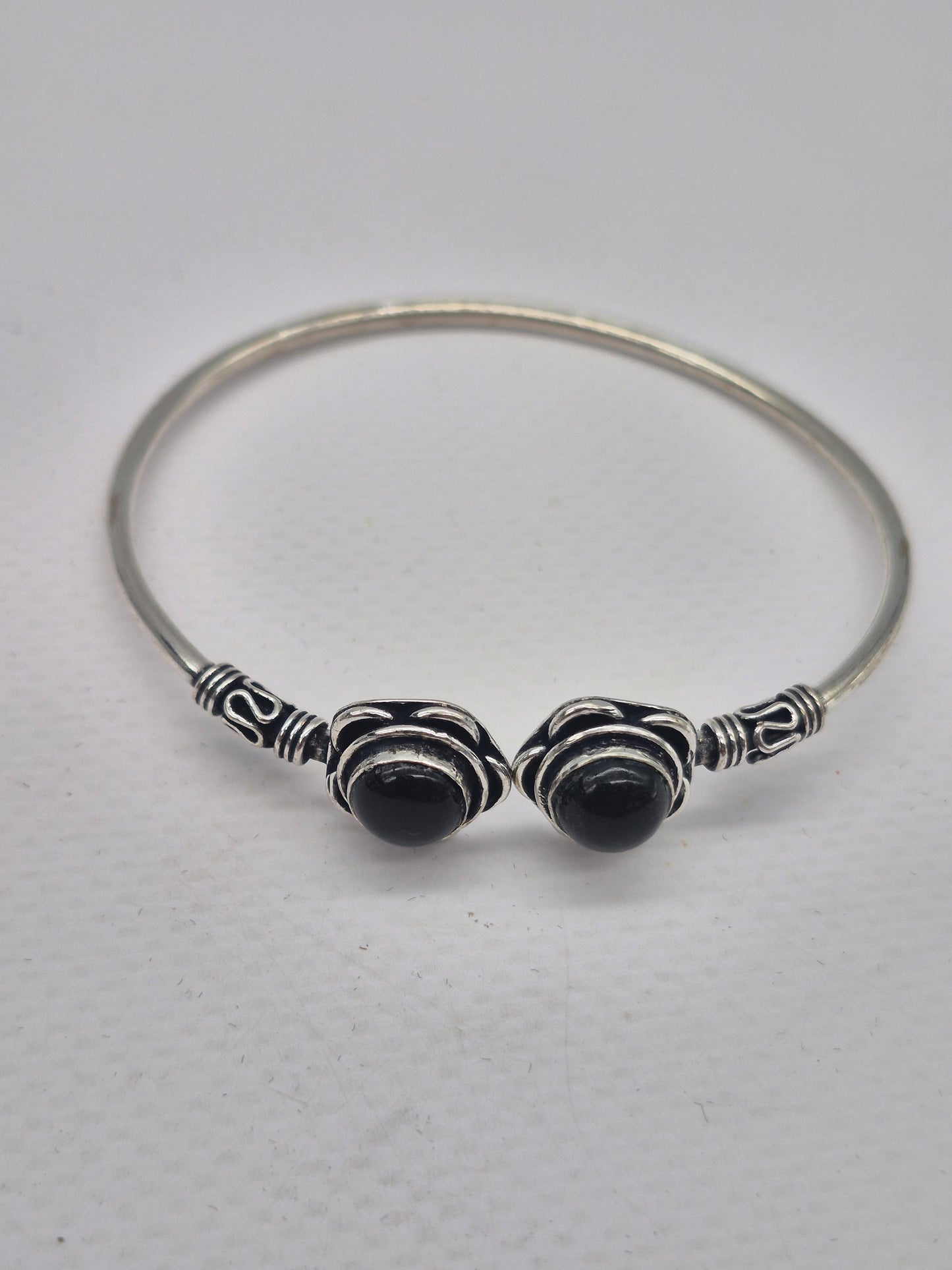 Black Tourmaline Silver Plated Bracelet - Crystal Adjustable Bracelet for Women