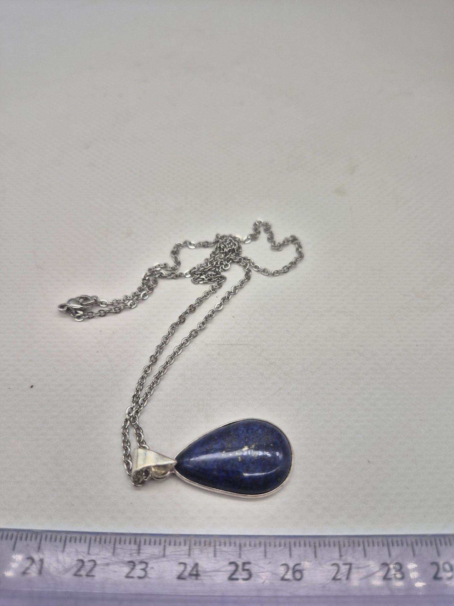 Lapis Lazuli Silver Plated Necklace with Stainless Steel Chain