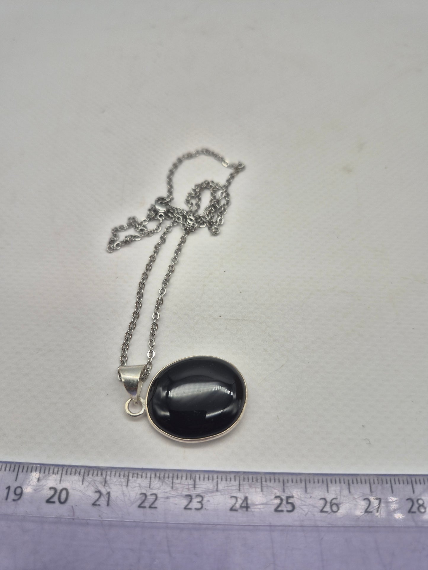 Black Tourmaline Silver Plated Necklace