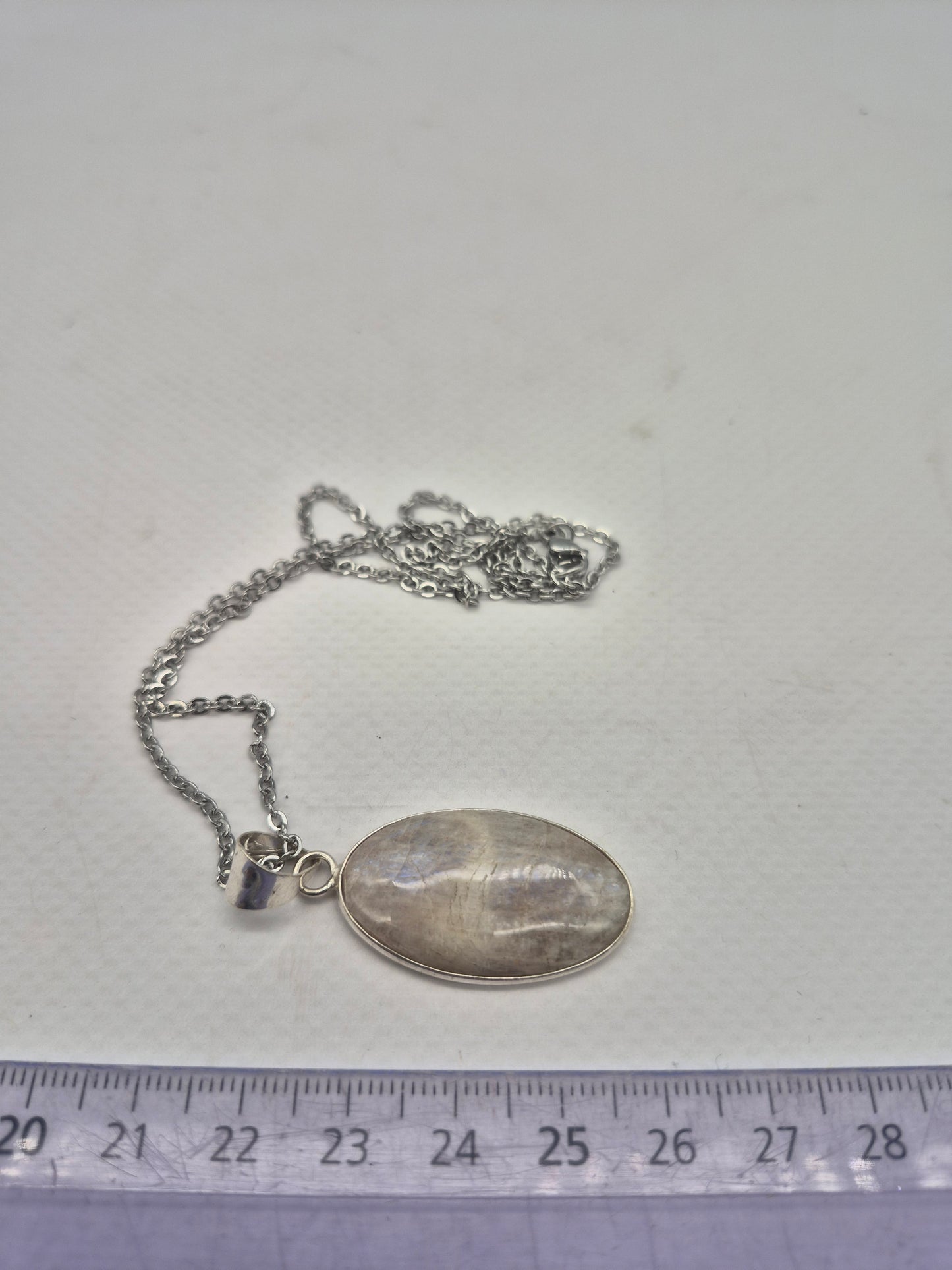 Moonstone Crystal Silver Plated Necklace