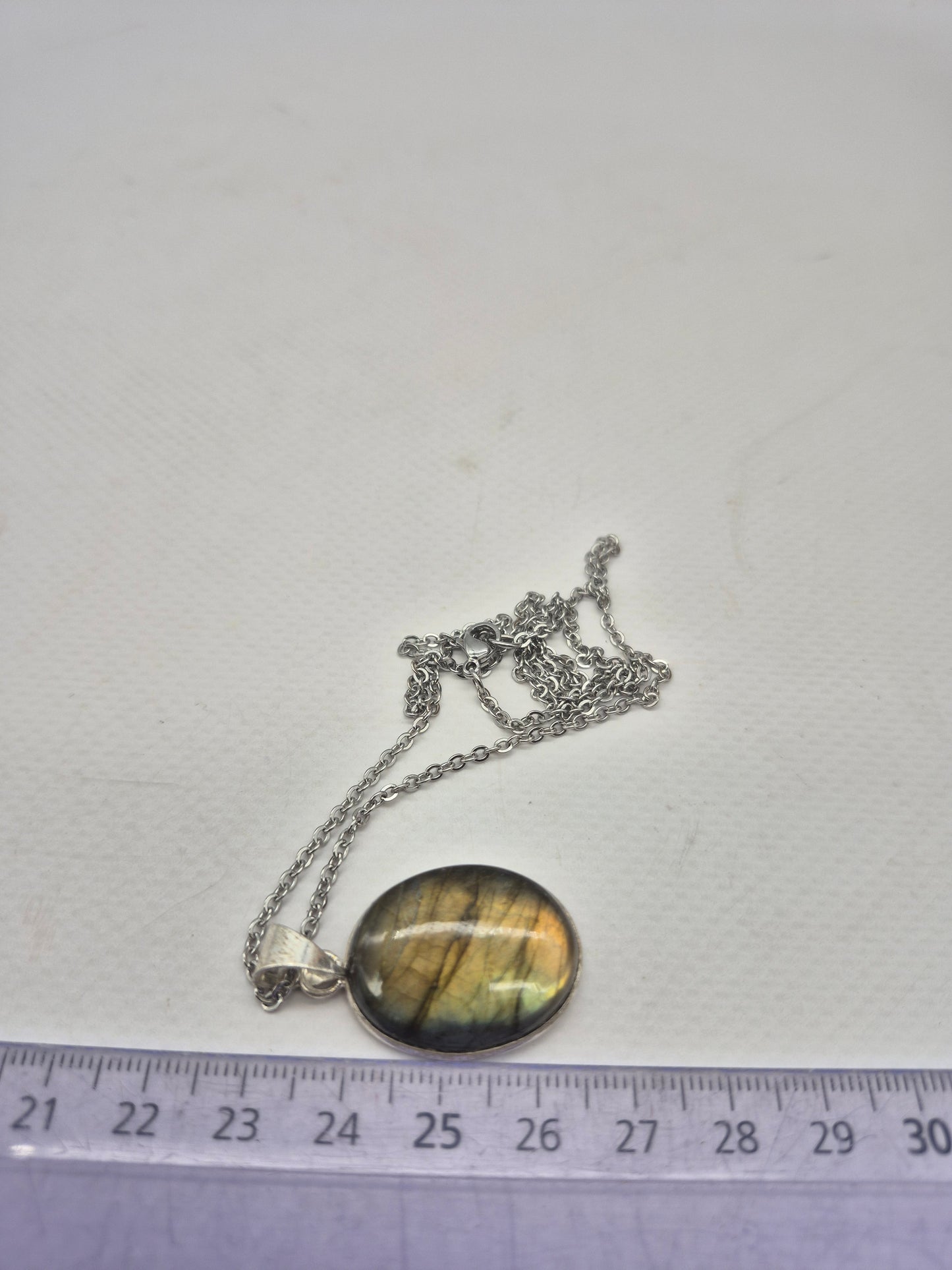 Labradorite Silver Plated Necklace Oval Shaped