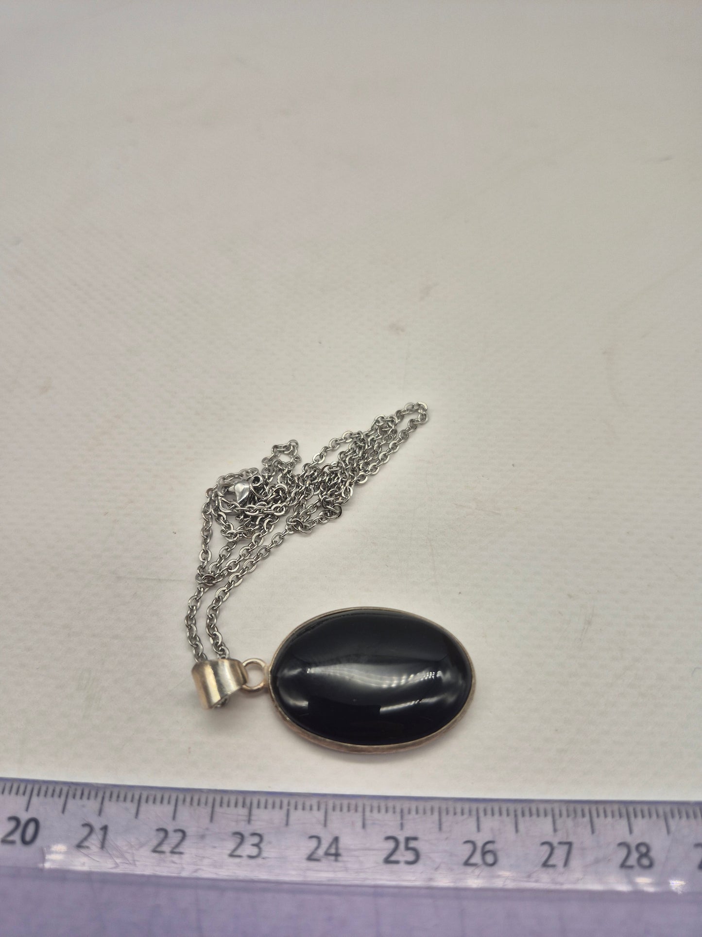 Black Obsidian Crystal Silver Plated Necklace