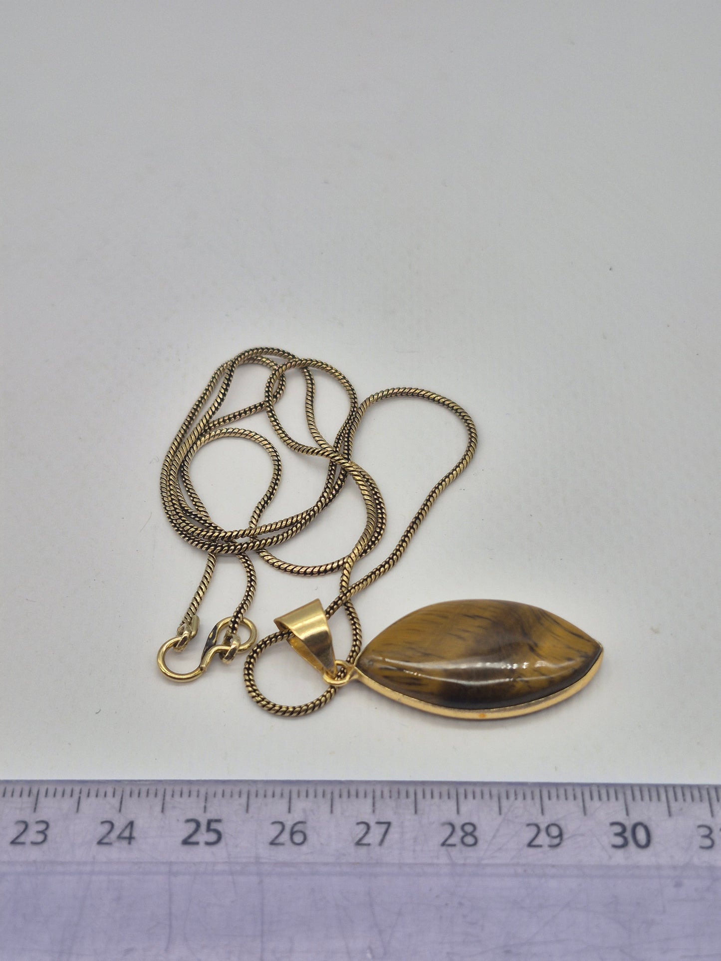 Tiger's Eye Crystal Brass Necklace
