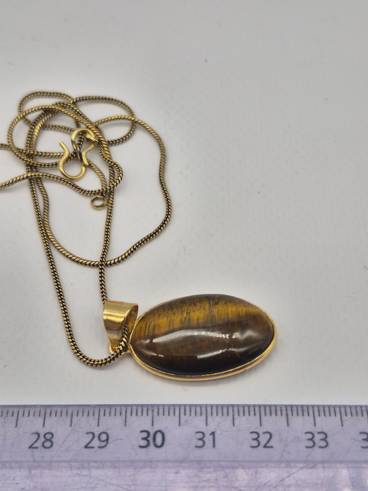 Tiger's Eye Crystal Brass Necklace