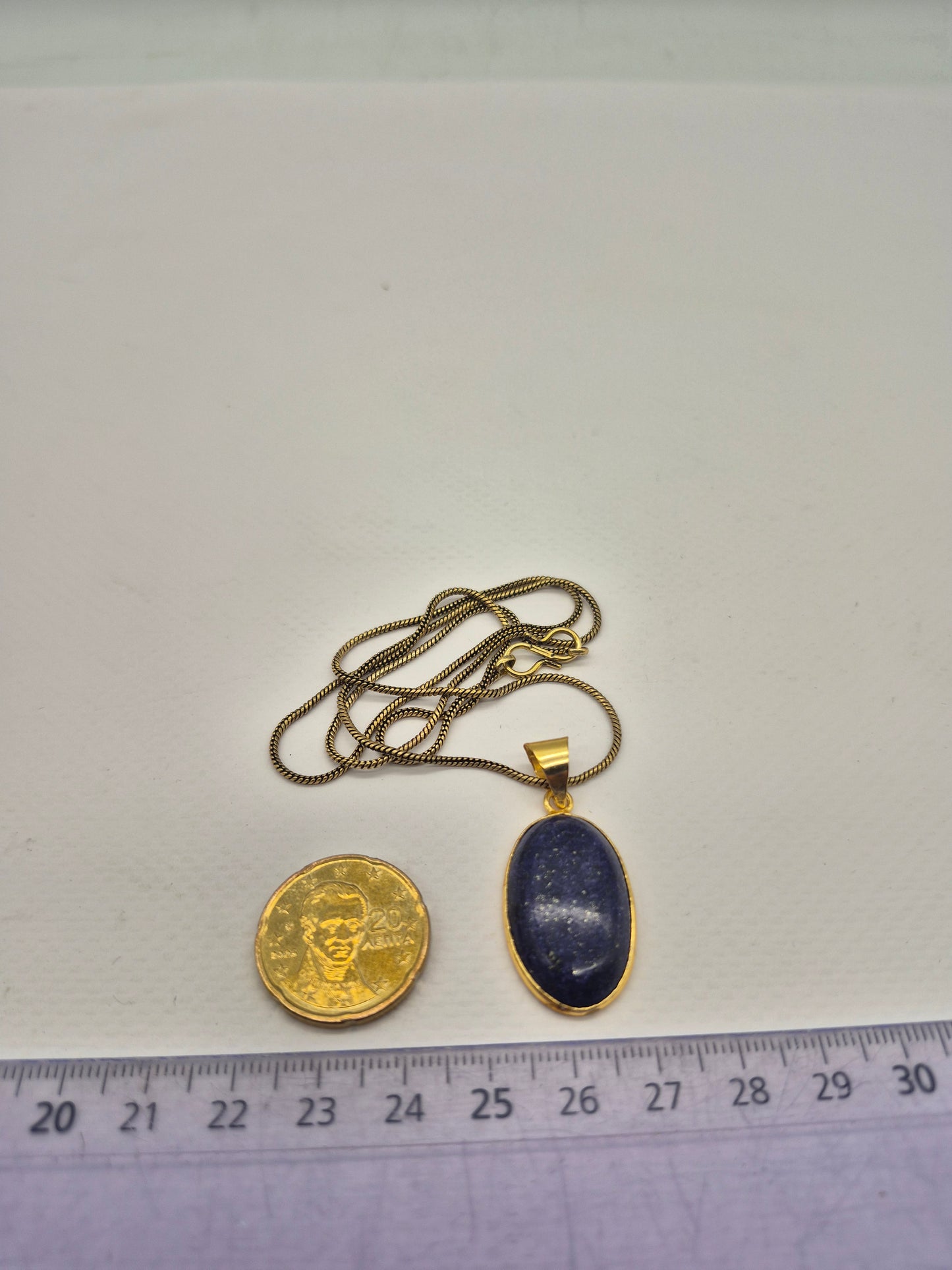 Lapis Lazuli Brass Pendant Cabochon Cut Healing Oval Shaped Crystal