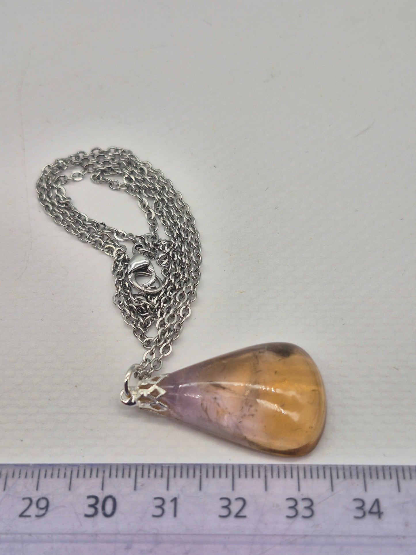 Ametrine Crystal Necklace Silver Hook Stailnless steel Chain, Healing Crystal