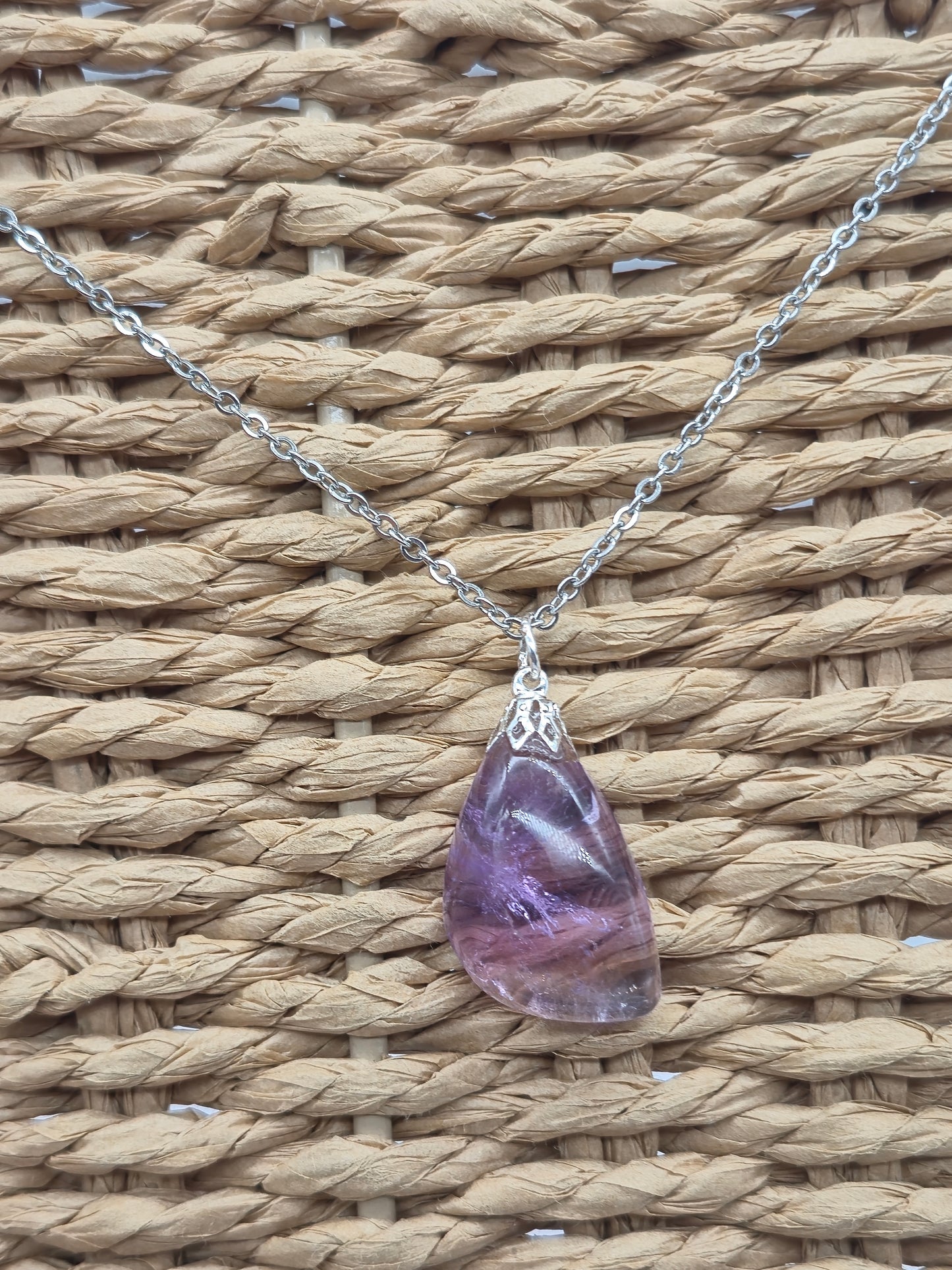 Ametrine Crystal Necklace Silver Hook 925 Stailnless steel Chain, Healing Crystal