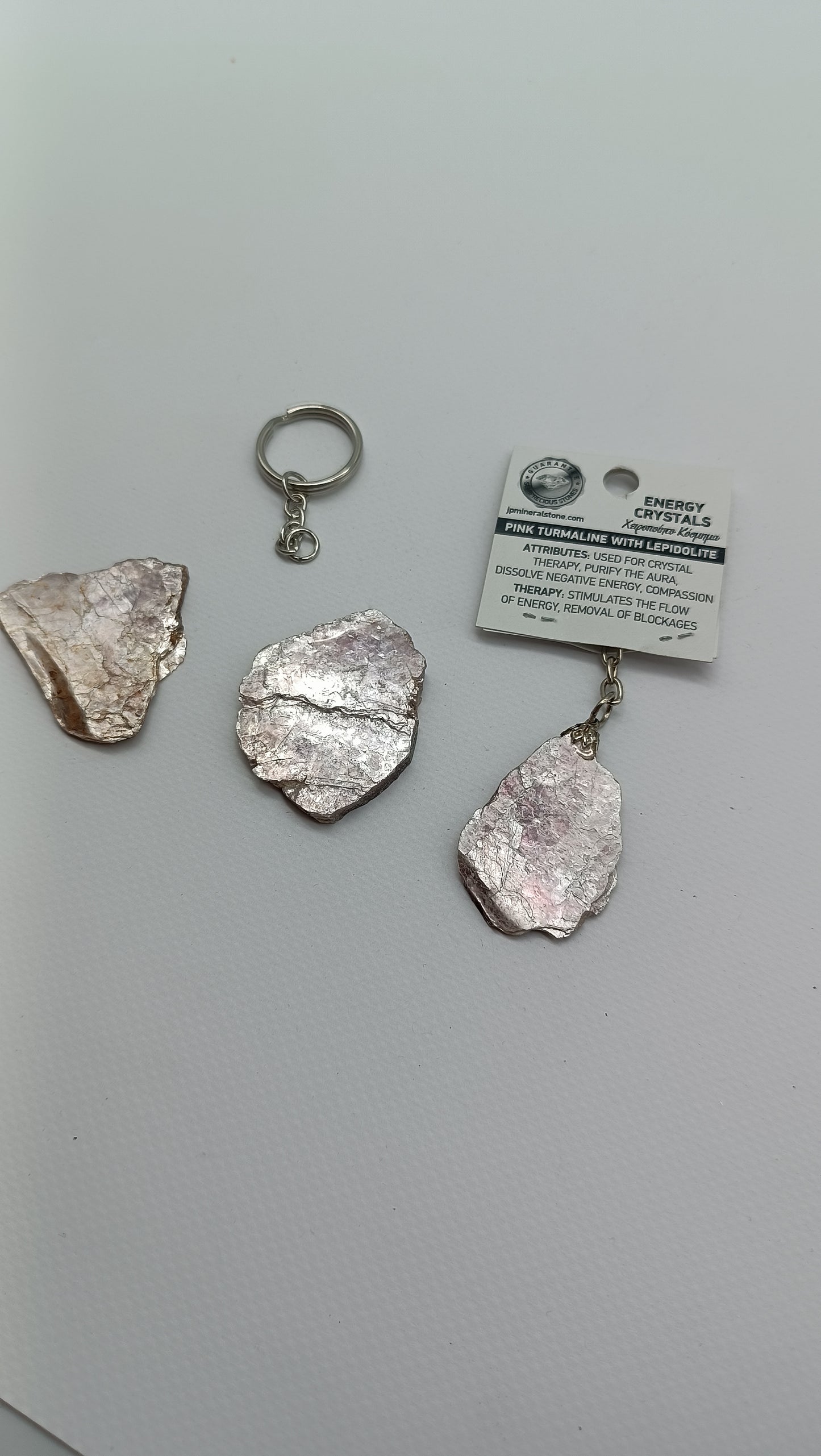 Natural Lepidolite Crystal Keychain