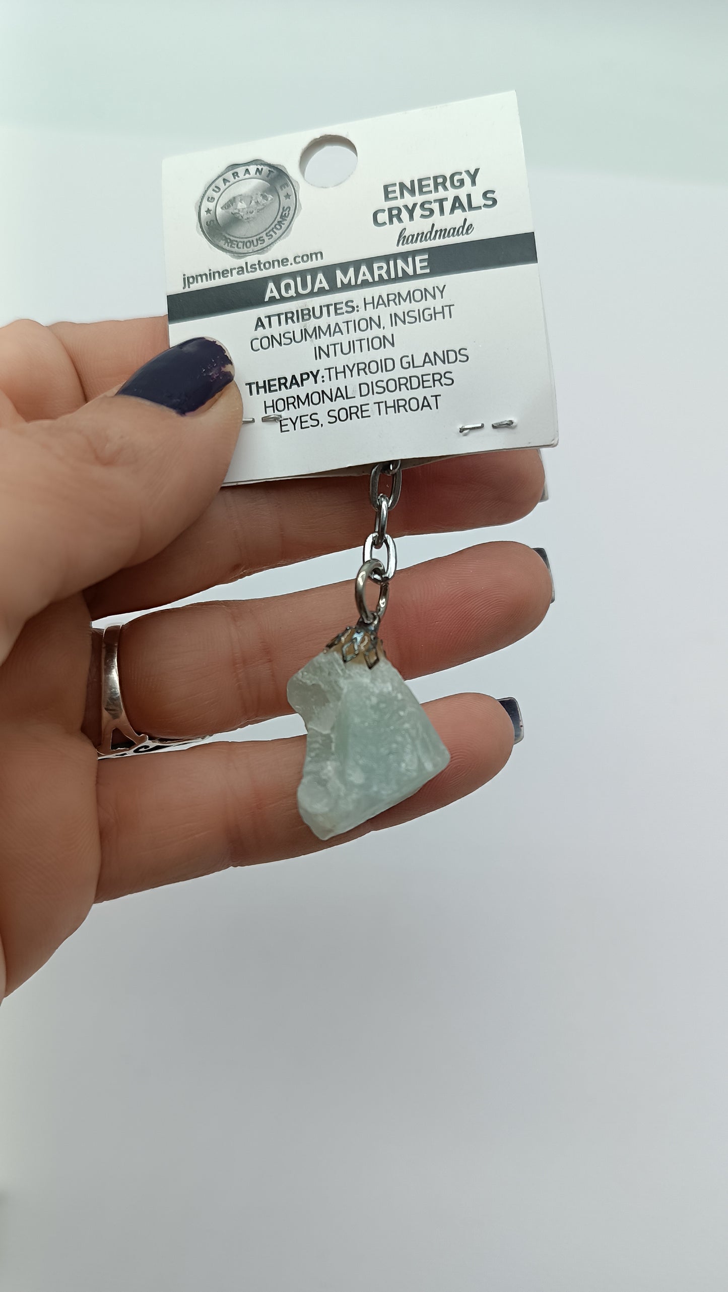 Natural Aqua Marine Crystal Keychain