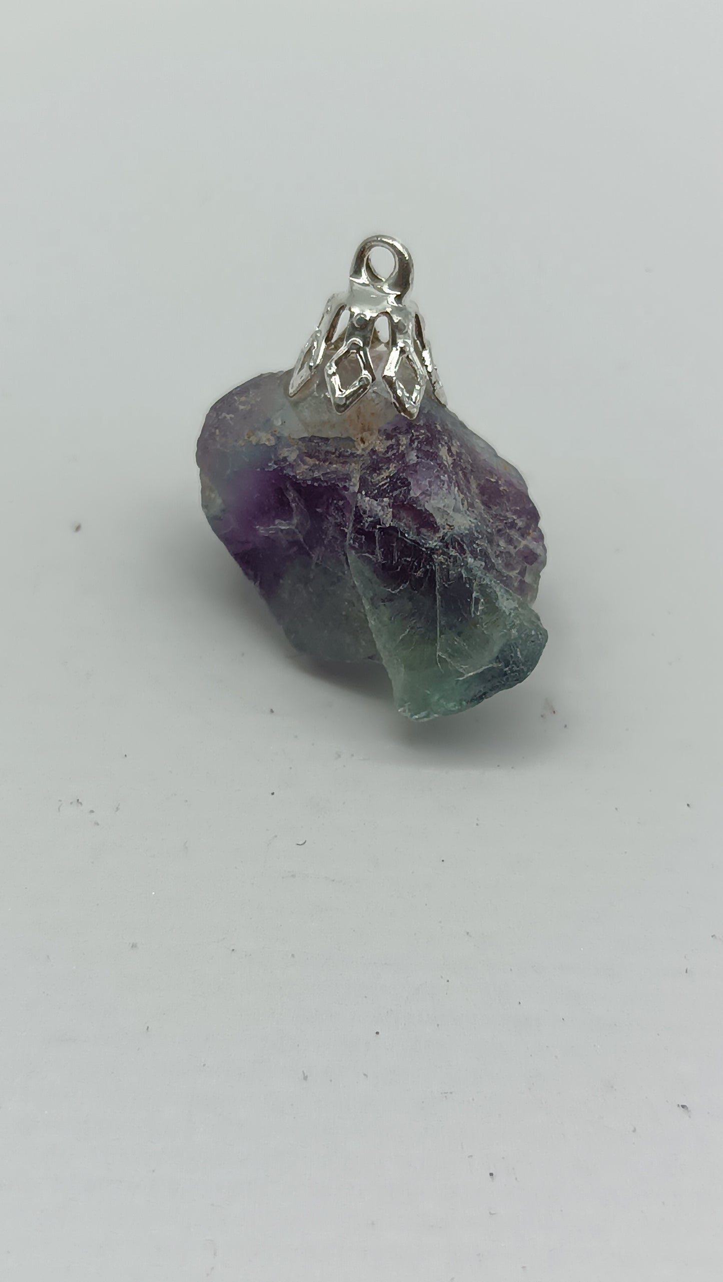 Natural Green Fluorite Crystal Keychain