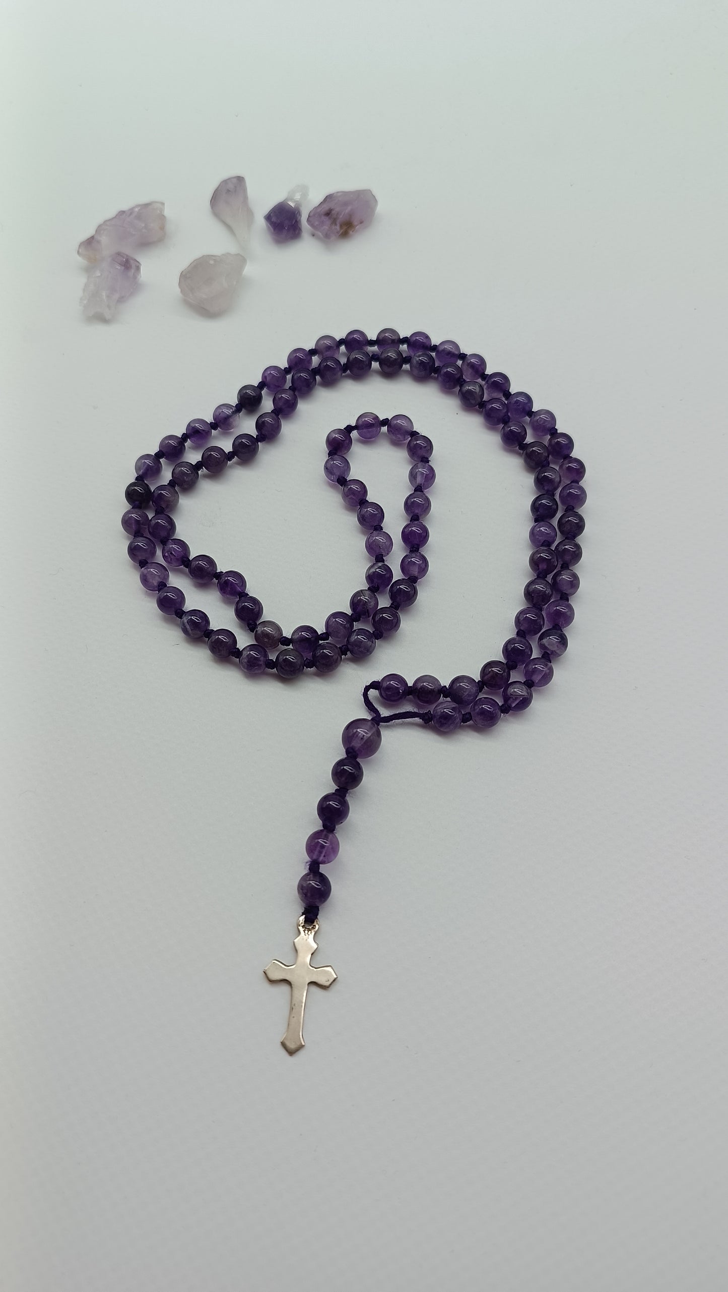 Amethyst Rosary Necklace – Purple Gemstone Prayer Beads
