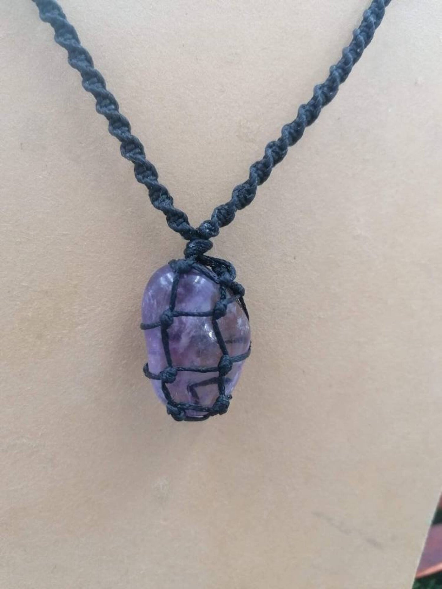 Natural Ametrine Macrame Wrapped Necklace Healing Crystal Accessories Zodiac Mineral Stone