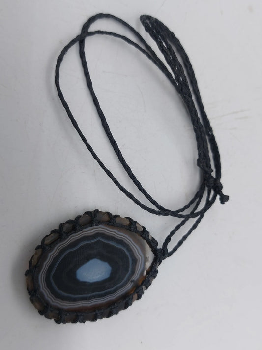 Agate Crystal Macrame Necklace