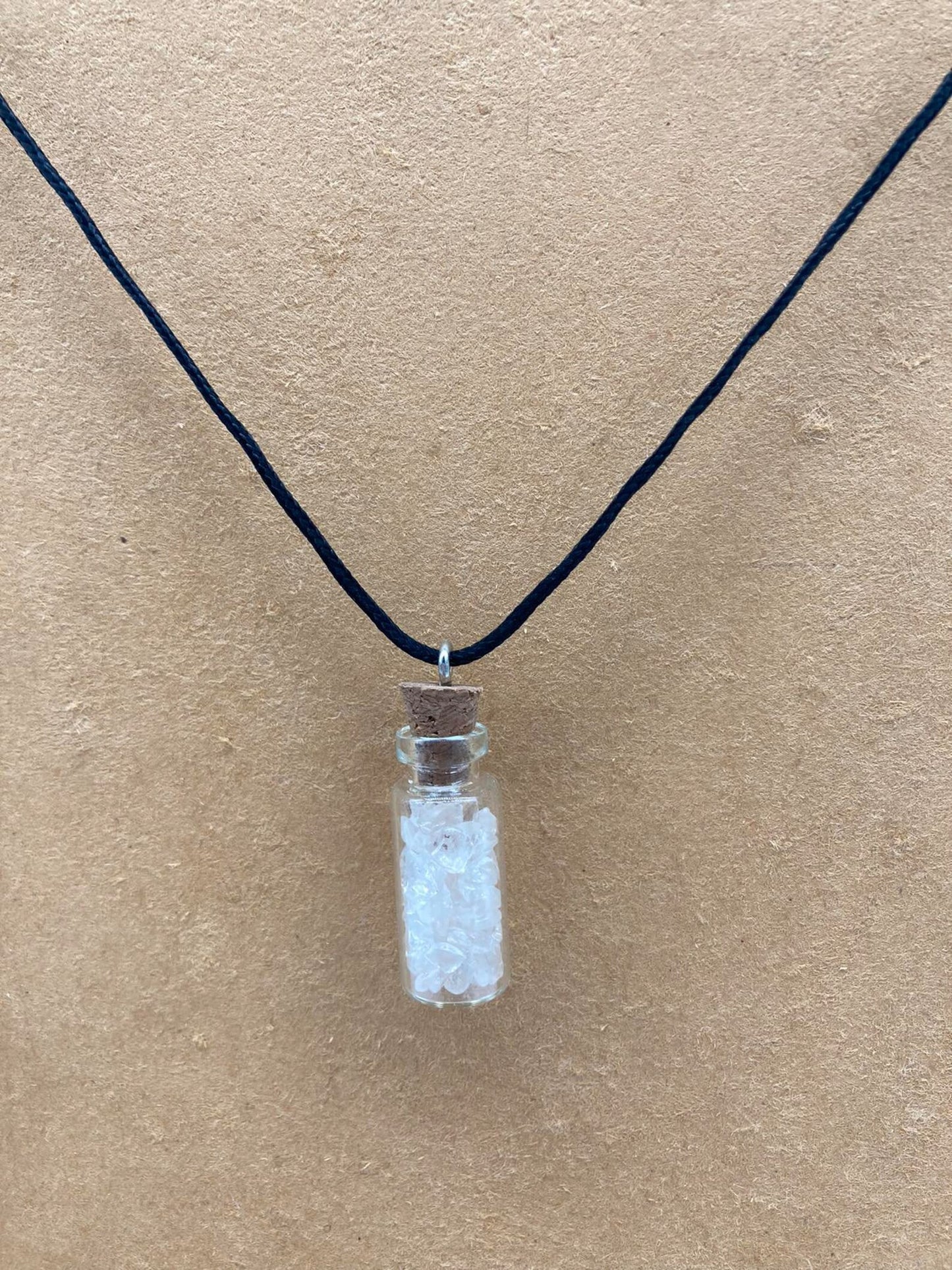 Clear Quartz Crystal Chips Bottle Necklace