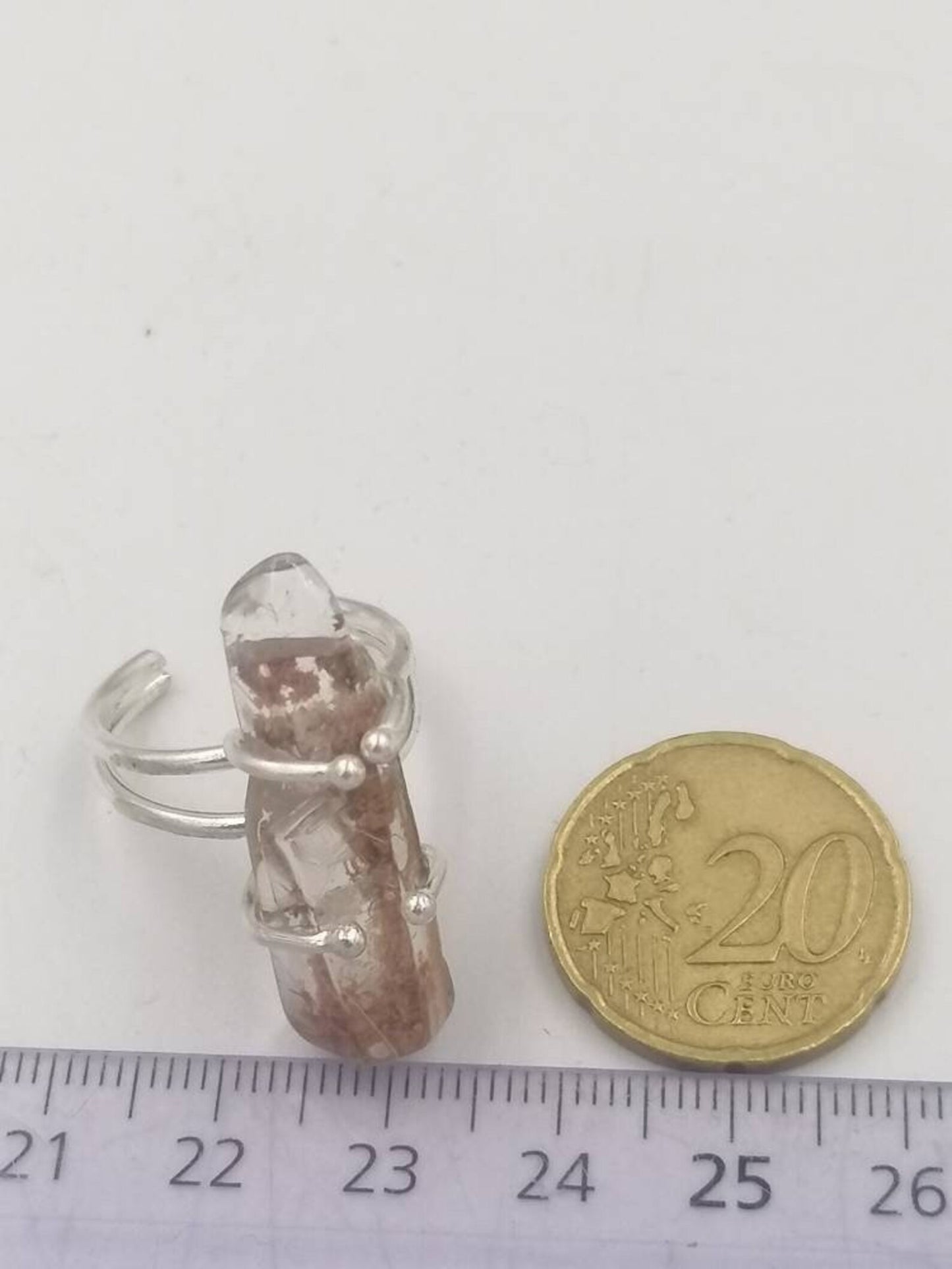 Sterling Silver Crystal Quartz Ring Hematite Garden, Adjustable Band