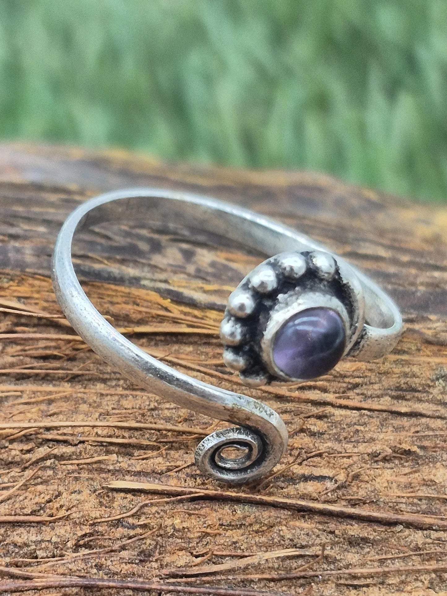 Amethyst Silver Plated Adjustable Ring for Women