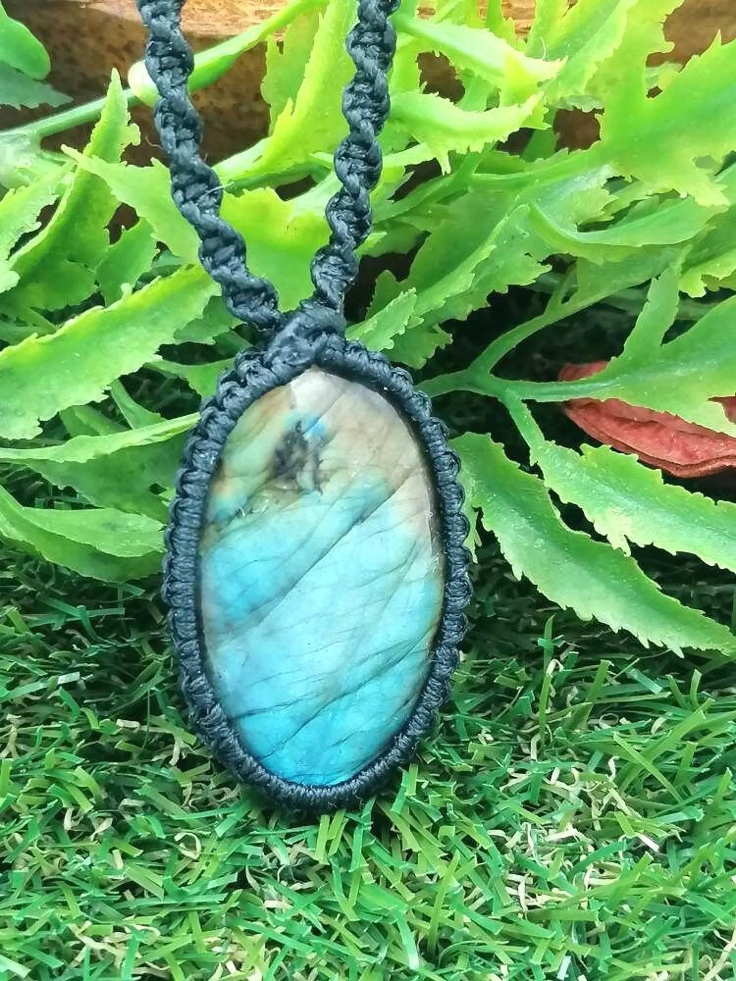 Labradorite Crystal Handmade Wrapped Macrame Necklace
