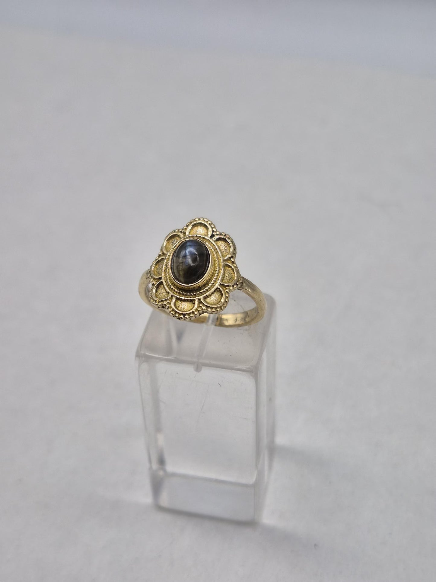 Labradorite Brass Adjustable Ring for Women