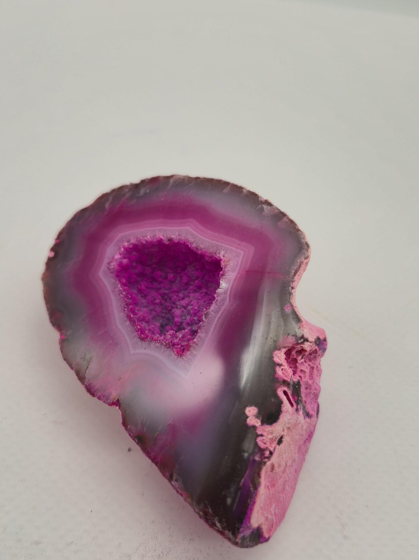 Pink Geode Agate with Crystal Quartz Cave - 182 gr