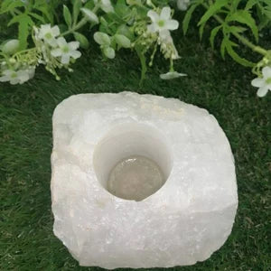 Rose Quartz Crystal Candle Holder