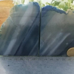 Blue Agate Book End - Agate Half Geode Book End Rock Formation - Lovely Book End