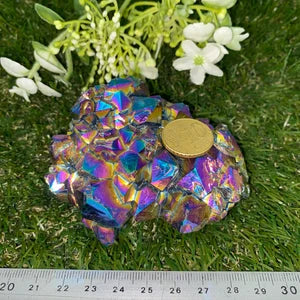 Aura Amethyst Cactus -Titanium oxidation - Rainbow Amethyst Cluster- Amazing Collector's Piece Extra Quality