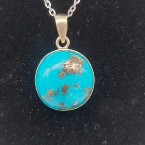 Turquoise Sterling Silver 925 Pendant Cabochon Cut Healing Crystal