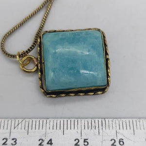 Amazonite Brass Pendant Cabochon Cut Healing Crystal