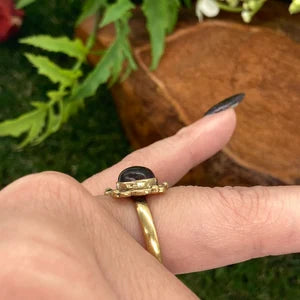 Amethyst Crystal Brass Ring