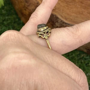 Labradorite Crystal Brass Ring