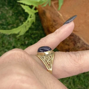 Amethyst Crystal Brass Ring