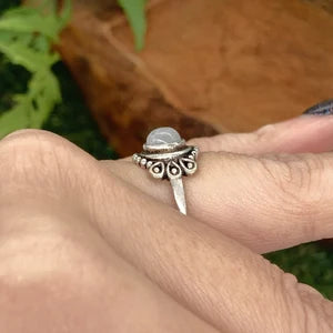 Moonstone Crystal Silver Plated Adjustable Ring