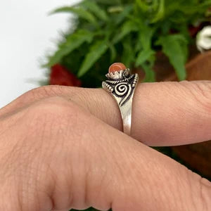 Carnelian Crystal Silver Plated Adjustable Ring