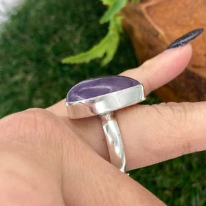 Amethyst Crystal Silver Plated Adjustable Statement Ring