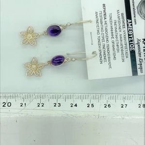 Amethyst Crystal Silver Plated Earrings