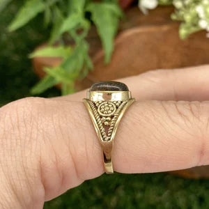 Tiger's Eye Crystal Brass Ring